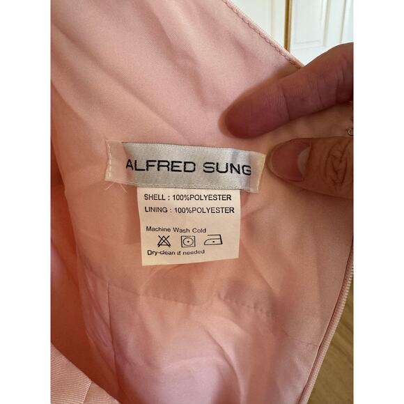 Alfred Sung Halter Satin Trumpet Gown - Picture 11 of 12
